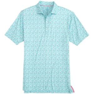 Johnnie O Blue + Pink Cactus Spike Print Short Sleeve Polo Large Golf